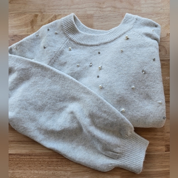 Draper James RSVP Long Sleeve Gray Jeweled Sweater Size Large - Picture 4 of 15